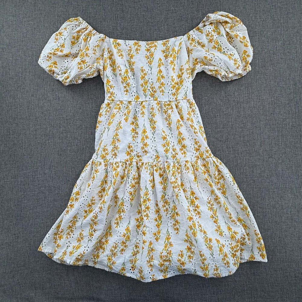 Jessica Simpson Sundress Off‎ the Shoulder Floral Lined Small Dress Stretchy Tie